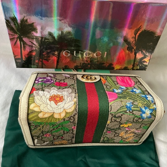 Gucci Supreme GG Floral Ophidia Zip Around Wallet Cream - Picture 2 of 12